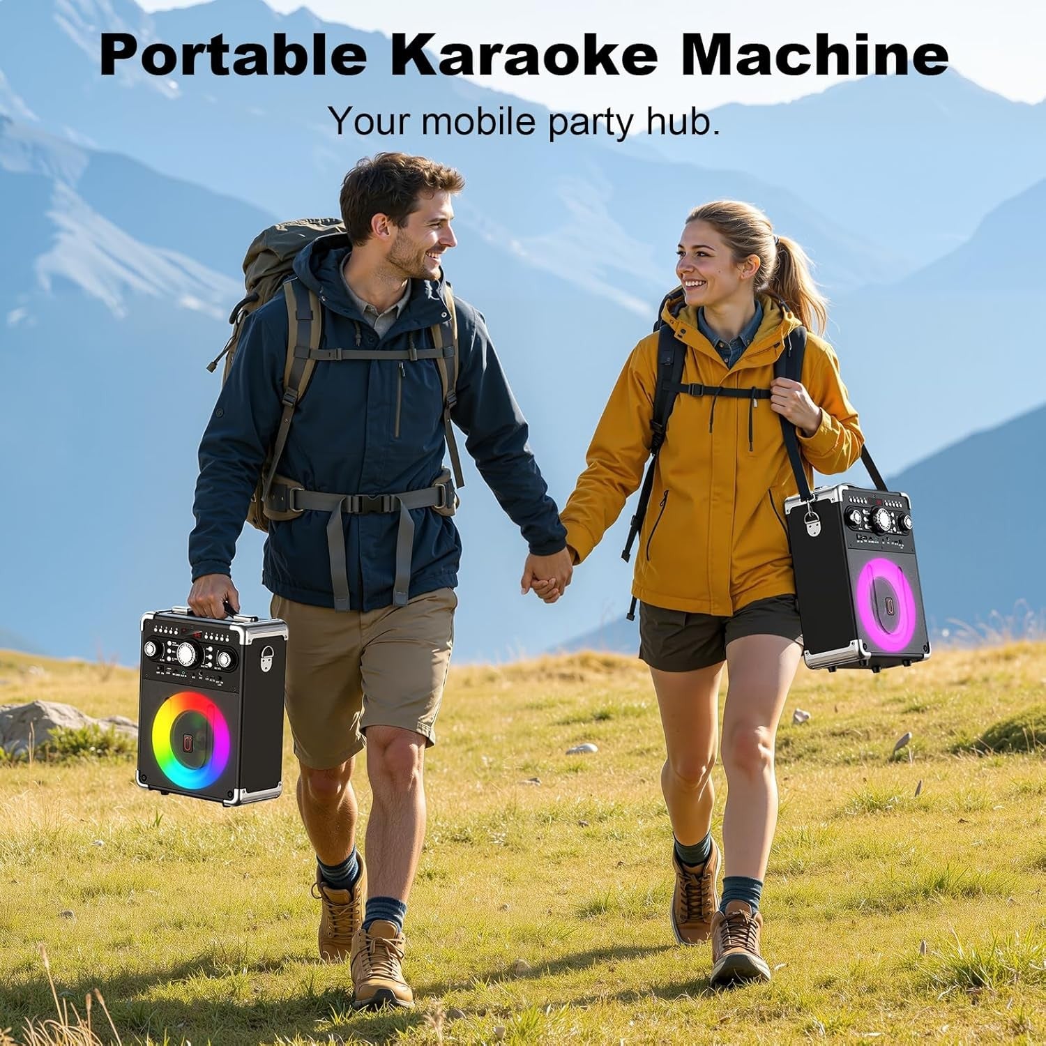 Bluetooth Karaoke Machine with 3 Mics Portable PA Speaker