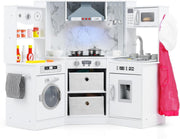 Corner Kids Play Kitchen White w/ Lights Sounds Running Water Set