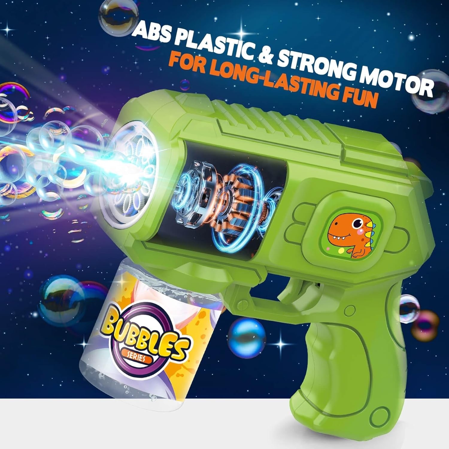 3 Pack Light Up Bubble Guns Kids Party Toy Set with Solution