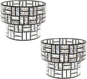 Black Drum Ceiling Lamp Shades Pair Acrylic Jewel Tiered Easy Fit 27cm