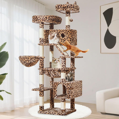 Large Cat Tree Tower 71” Multi Level Sisal Scratching Posts Condo