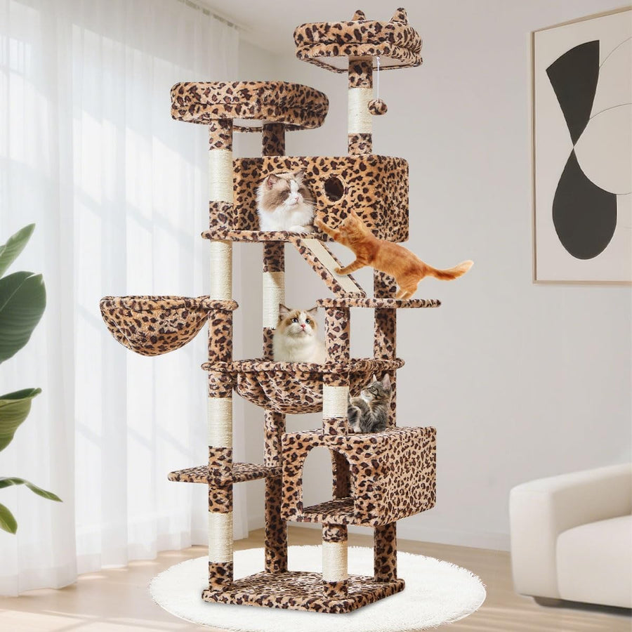 Large Cat Tree Tower 71” Multi Level Sisal Scratching Posts Condo