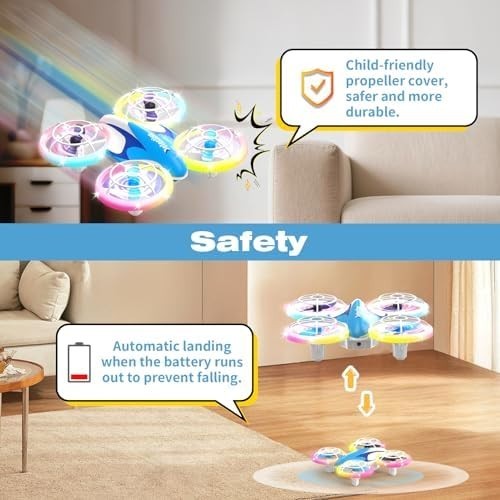 Mini Drone for Kids with 6 LED Modes, 3 Batteries, 360° Flip & Safe Design