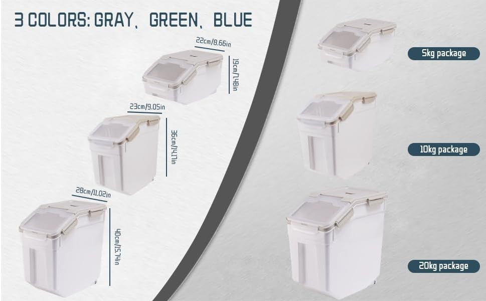 5kg Airtight Rice Storage Container Pest Proof w Wheels & Cup