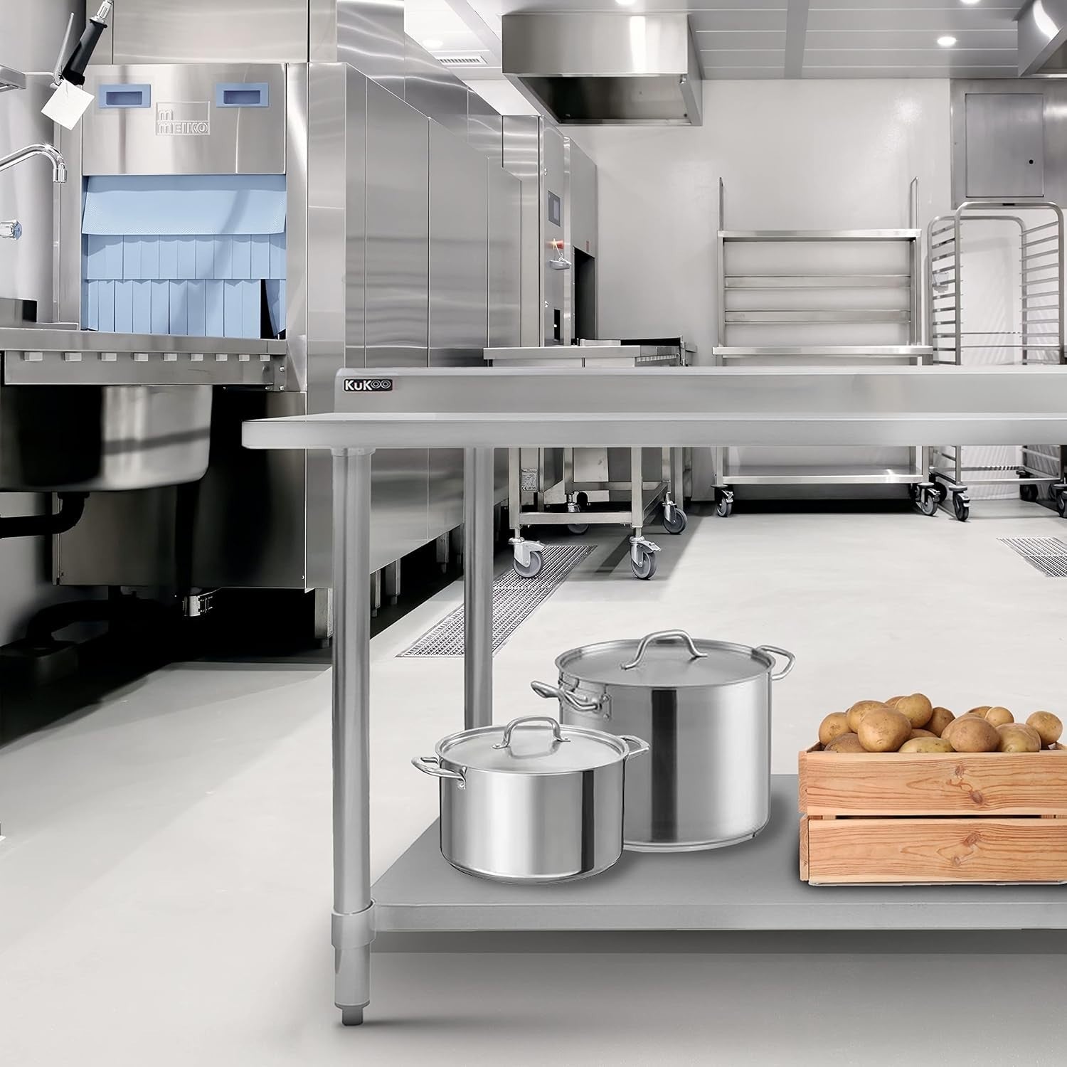 6FT Stainless Steel Catering Prep Table 180x60 Heavy Duty Bench Shelf