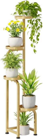 4 Tier Gold Metal Plant Stand Indoor Outdoor Spiral Tall Flower Shelf