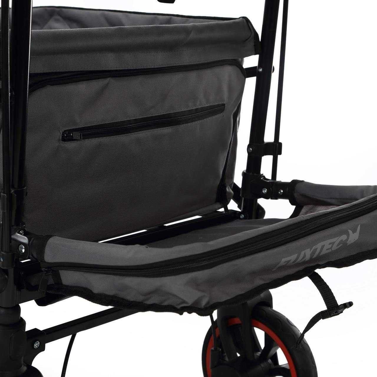 Grey Folding Stroller Wagon Kids Push Pull Cart w/ Canopy & Safety Harness