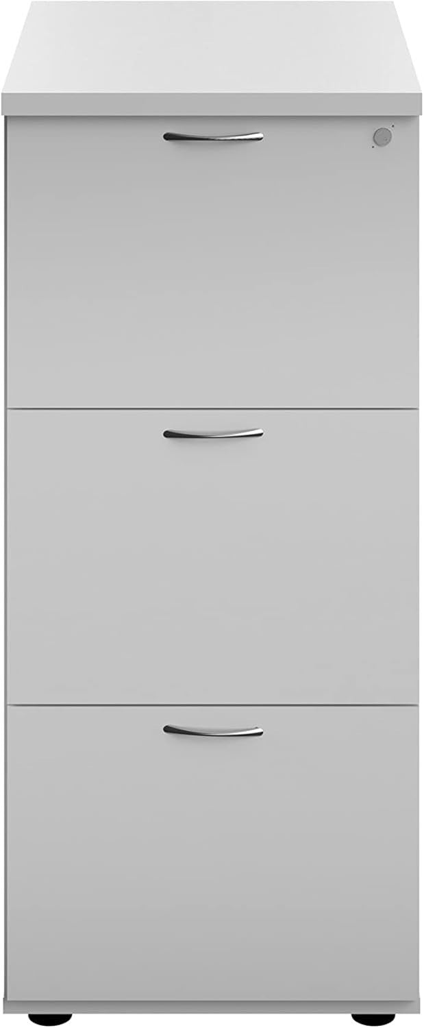 White Filing Cabinet 3 Drawer Lockable 105cm Heavy Duty Office