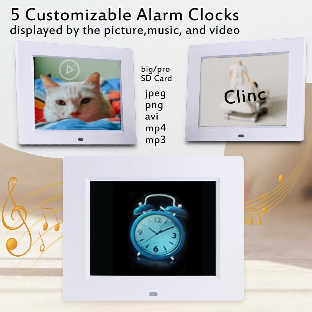 8 Inch Large Digital Dementia Clock Day Date Time White Seniors Display