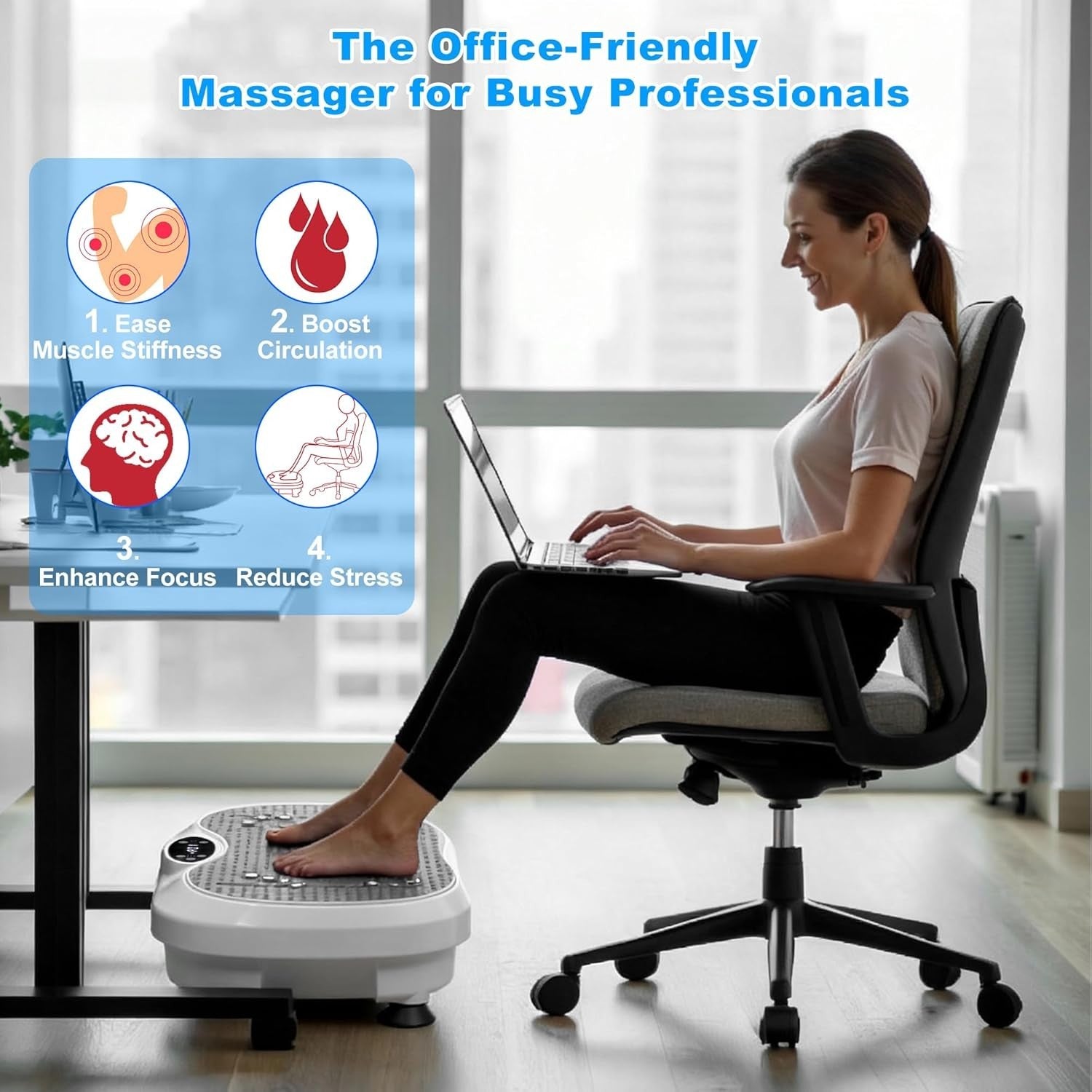 White Vibration Plate Exercise Machine 200 Speeds Lymphatic Drainage