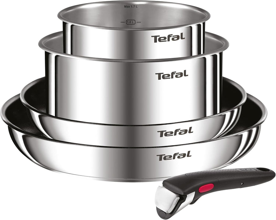 5Pc Stainless Steel Cookware Set Induction Safe Non Stick with Detachable Handle