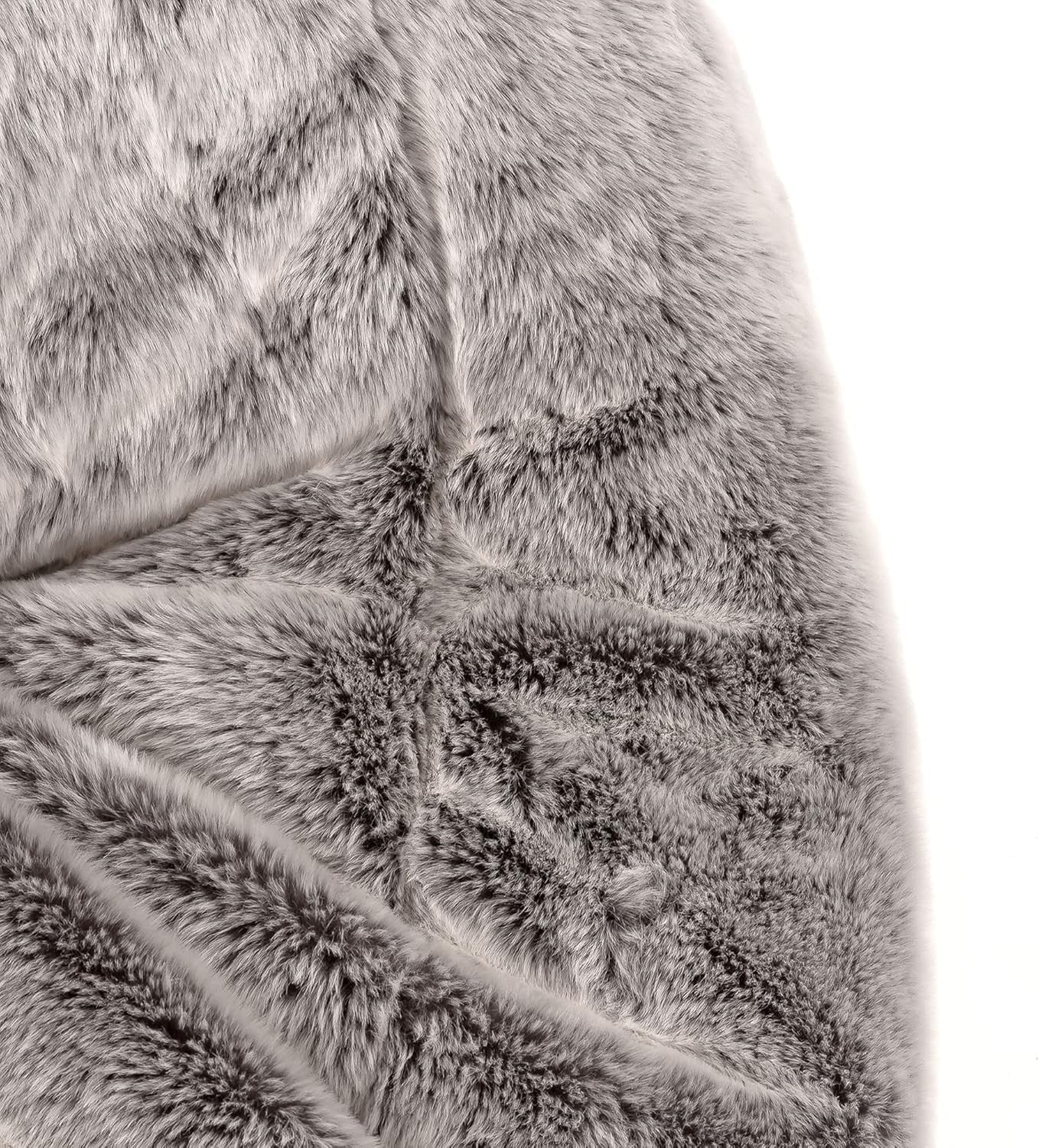 Luxury Faux Fur Bean Bag Chair Grey | Large Comfy Lounger Armchair Seat
