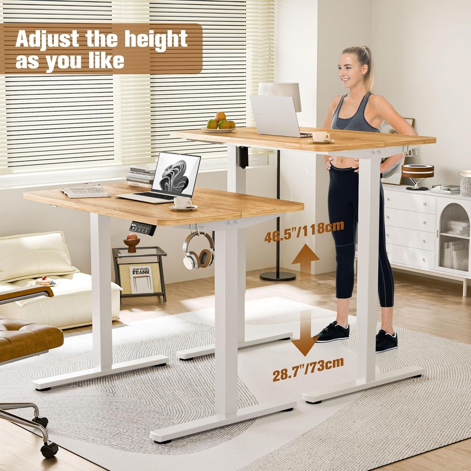 Electric Standing Desk Height Adjustable Sit Stand Home Table 90x60cm