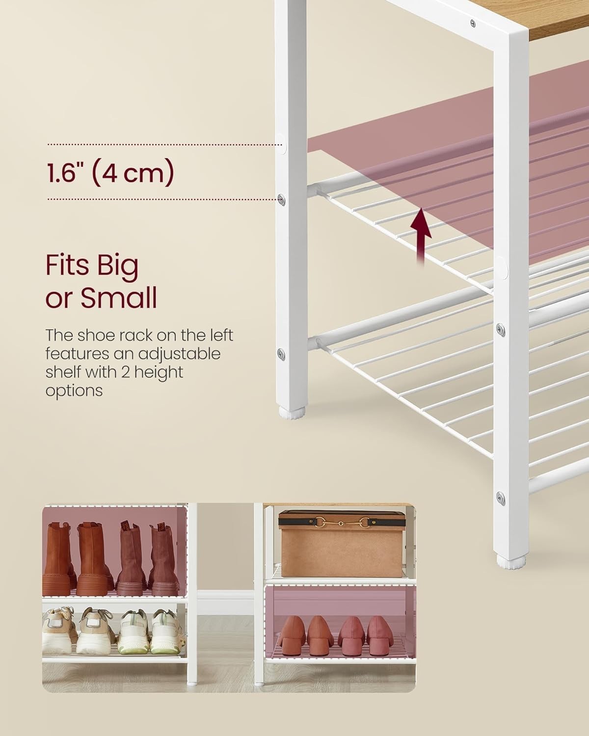 Hall Tree Coat Rack with Bench, Shoe Storage & Shelves | 120x40x190cm