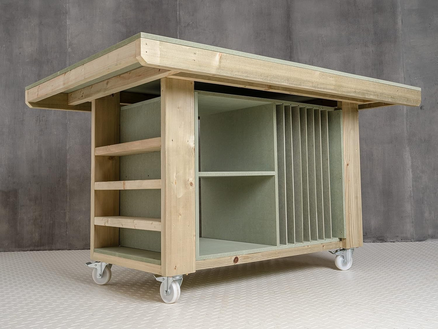 Heavy-Duty Art & Craft Workbench – 18mm Moisture-Resistant Top & Storage Shelves