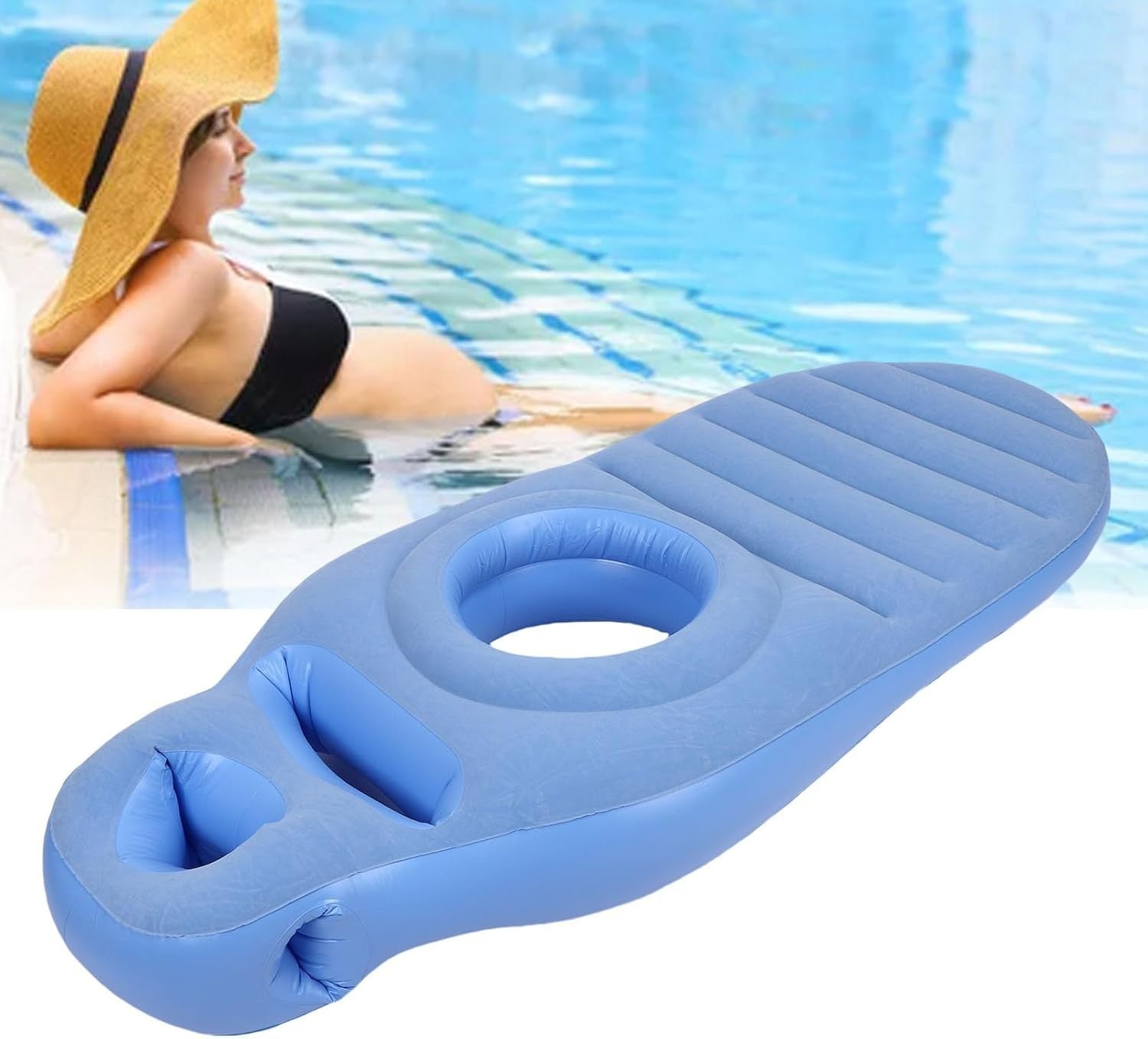 Inflatable Pregnancy Pillow Full Body Maternity Air Bed Belly Hole PVC