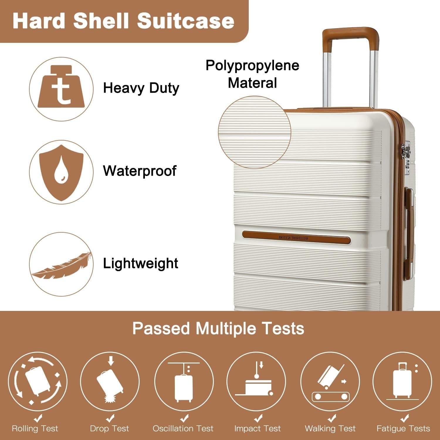 28'' Large Check In Luggage PP Hard Shell TSA Lock 4 Spinner Wheels