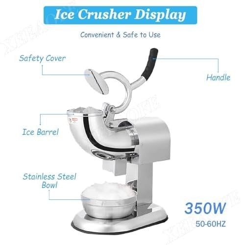 Electric Ice Crusher Slush Machine 350W Stainless Steel Dual Blade Shaver