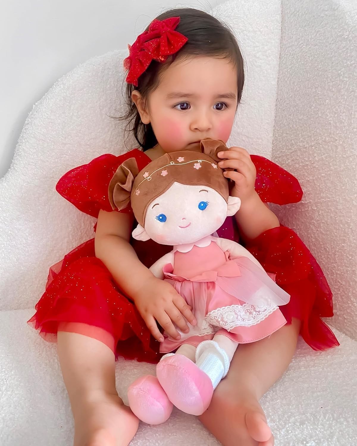 Personalised 16in Soft Baby Rag Doll Plush First Christmas Gift