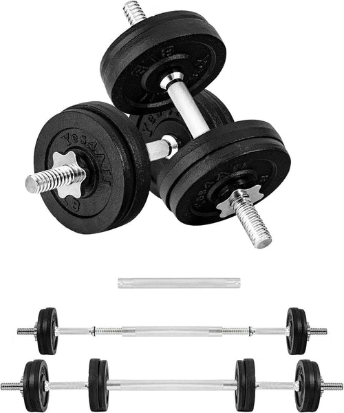 Adjustable Dumbbell Barbell Set 60LB Free Weights Cast Iron Home Gym