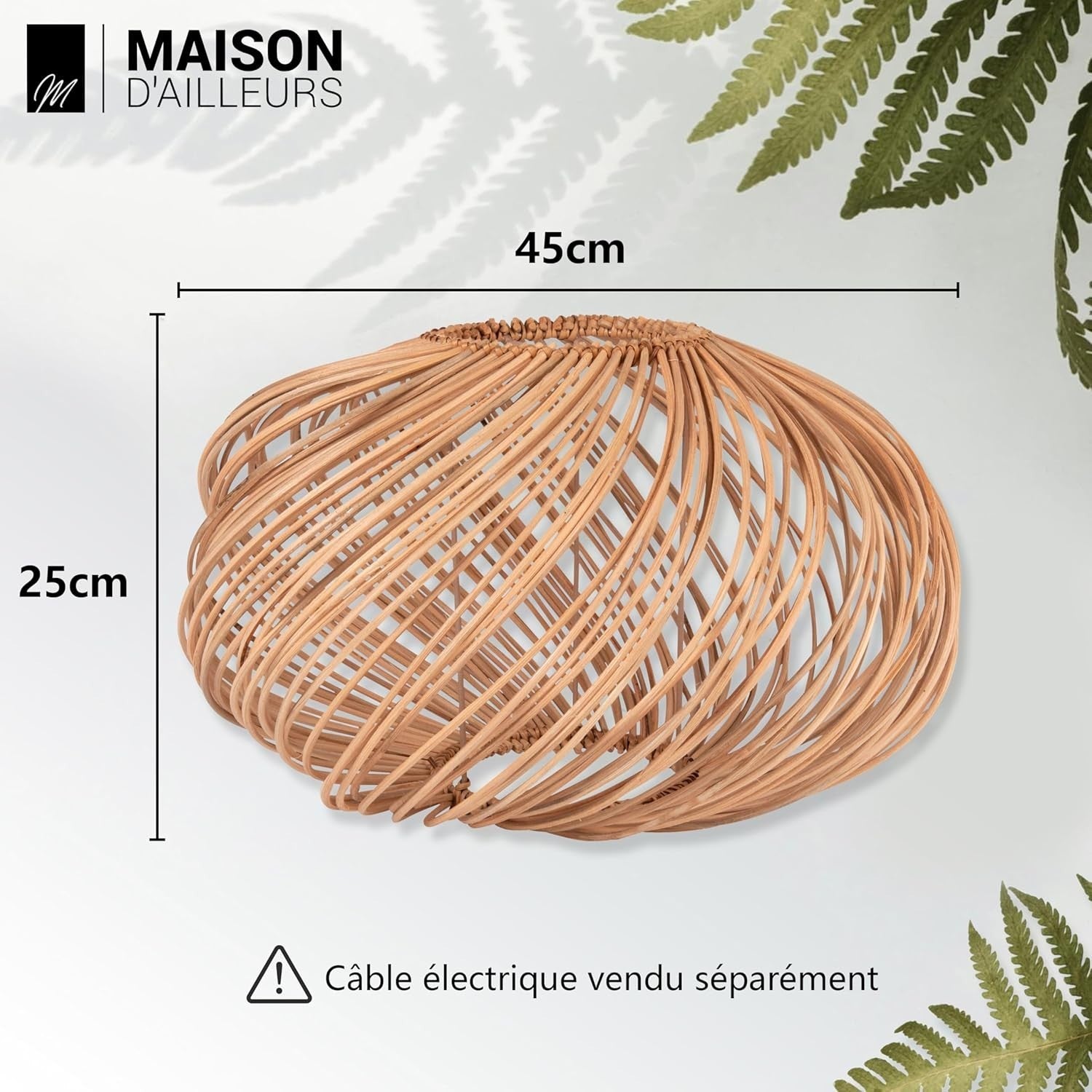 Natural Rattan Lampshade 45cm Boho Wicker Pendant Ceiling Light Shade