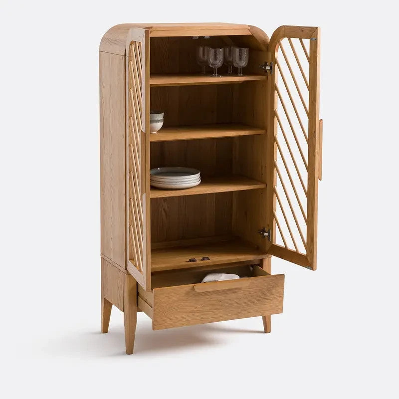 Anda 160cm Solid Oak High Dresser – Tall Storage Cabinet with Drawer