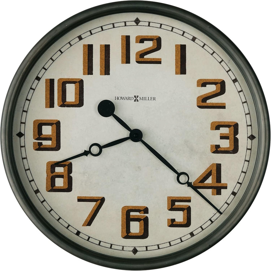 50cm Silent Wall Clock Vintage Charcoal Grey Analog with Gold Numbers