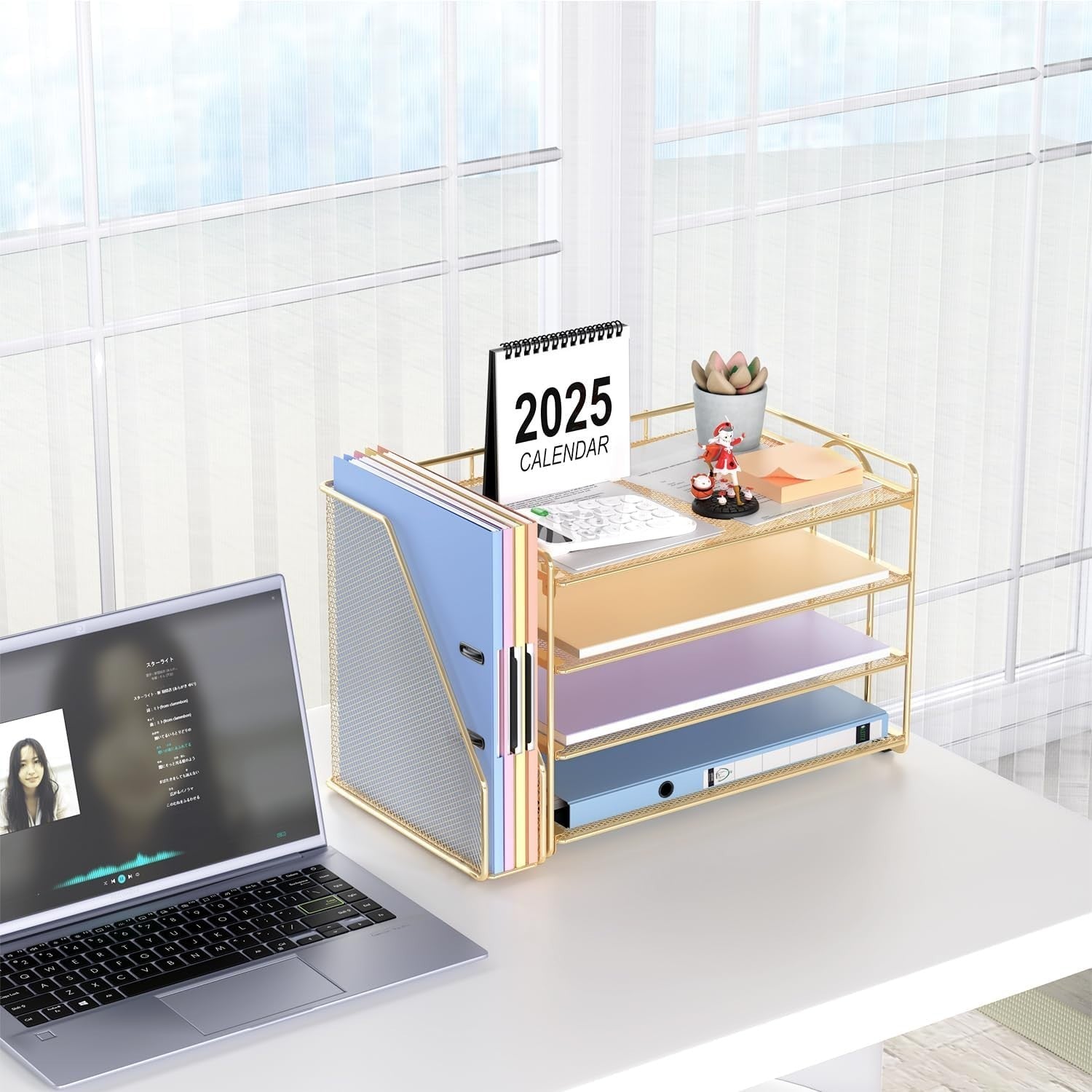 4-Tier Desk Organizer with Magazine Rack | Metal File & Office Storage.