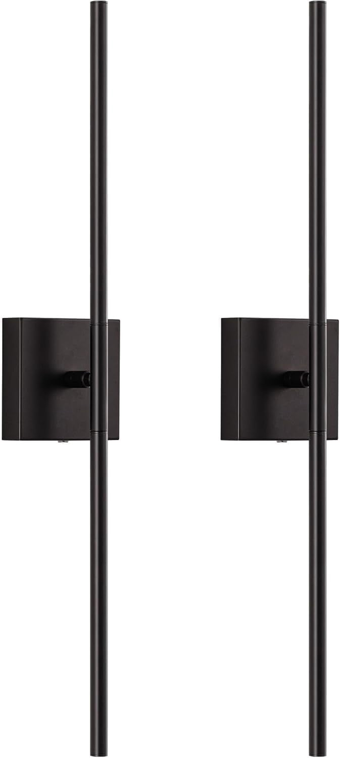 Rechargeable LED Wall Sconces Set of 2, Dimmable, Remote Control, 23.6"