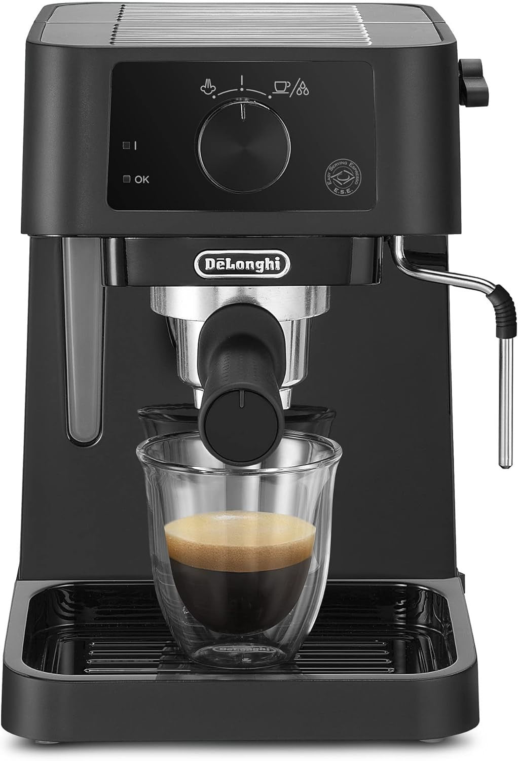 15-Bar Espresso Machine with Milk Frother Dual Thermostat Steam Wand 1100W Black