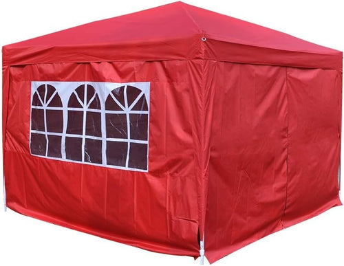 3x3M Red Pop Up Gazebo With Sides Waterproof Outdoor Garden Party Tent Marquee