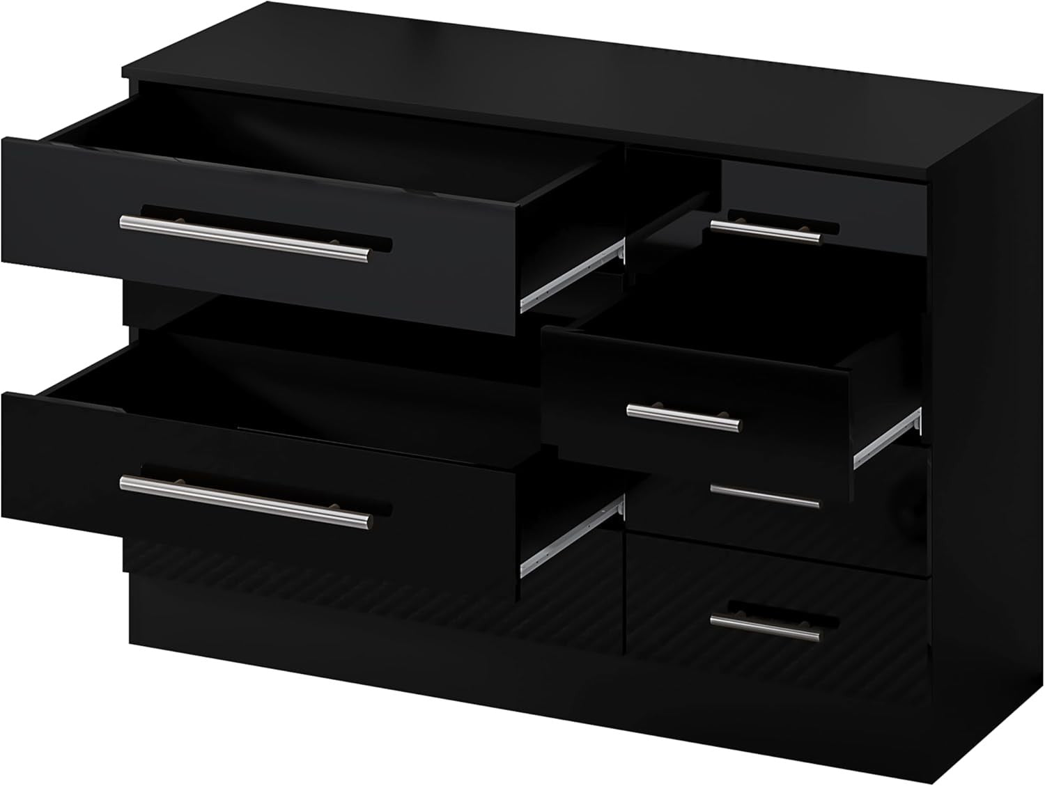 8 Drawer Black High Gloss Chest of Drawers Modern Bedroom Storage Cabinet