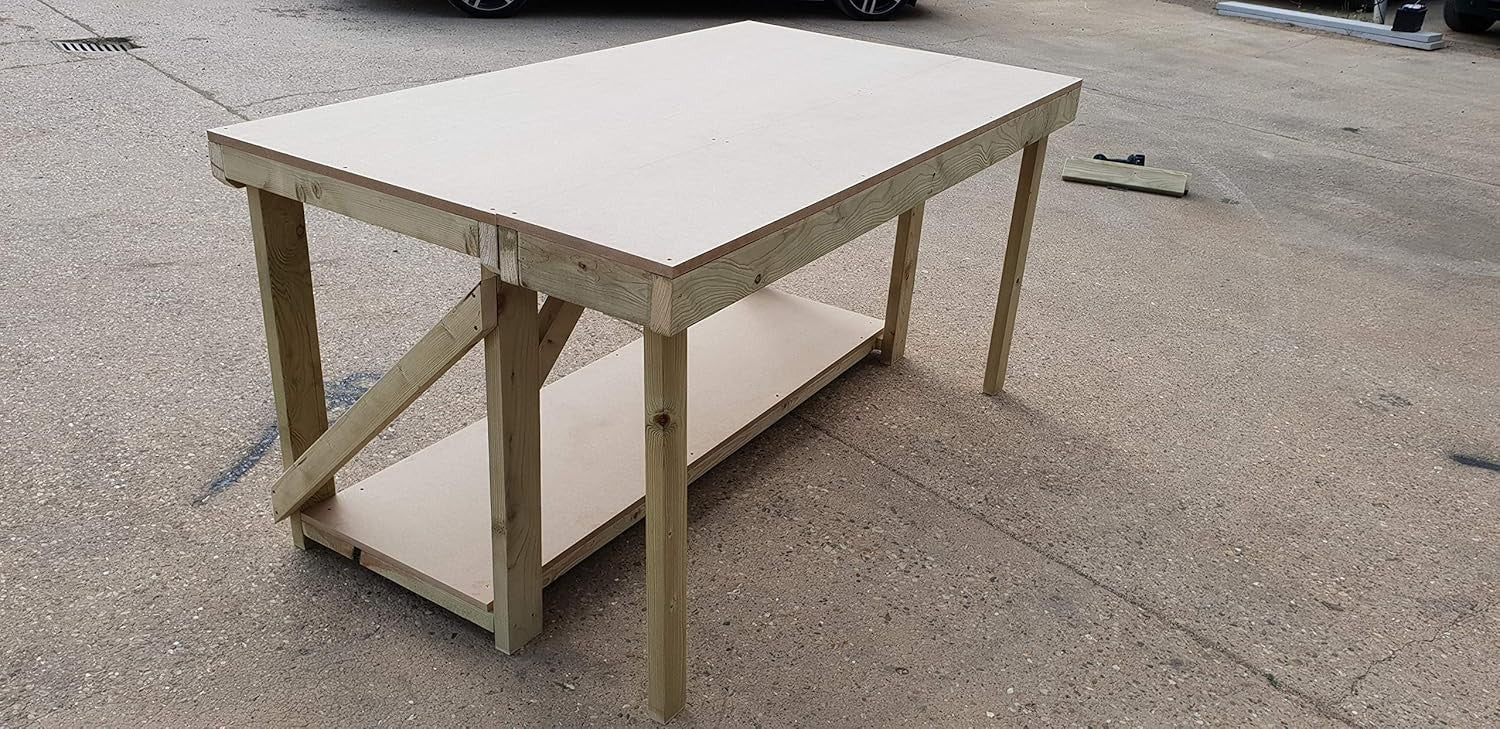 4ft–8ft Extendable Heavy Duty Workbench MDF Top – Strong Wooden Work Table