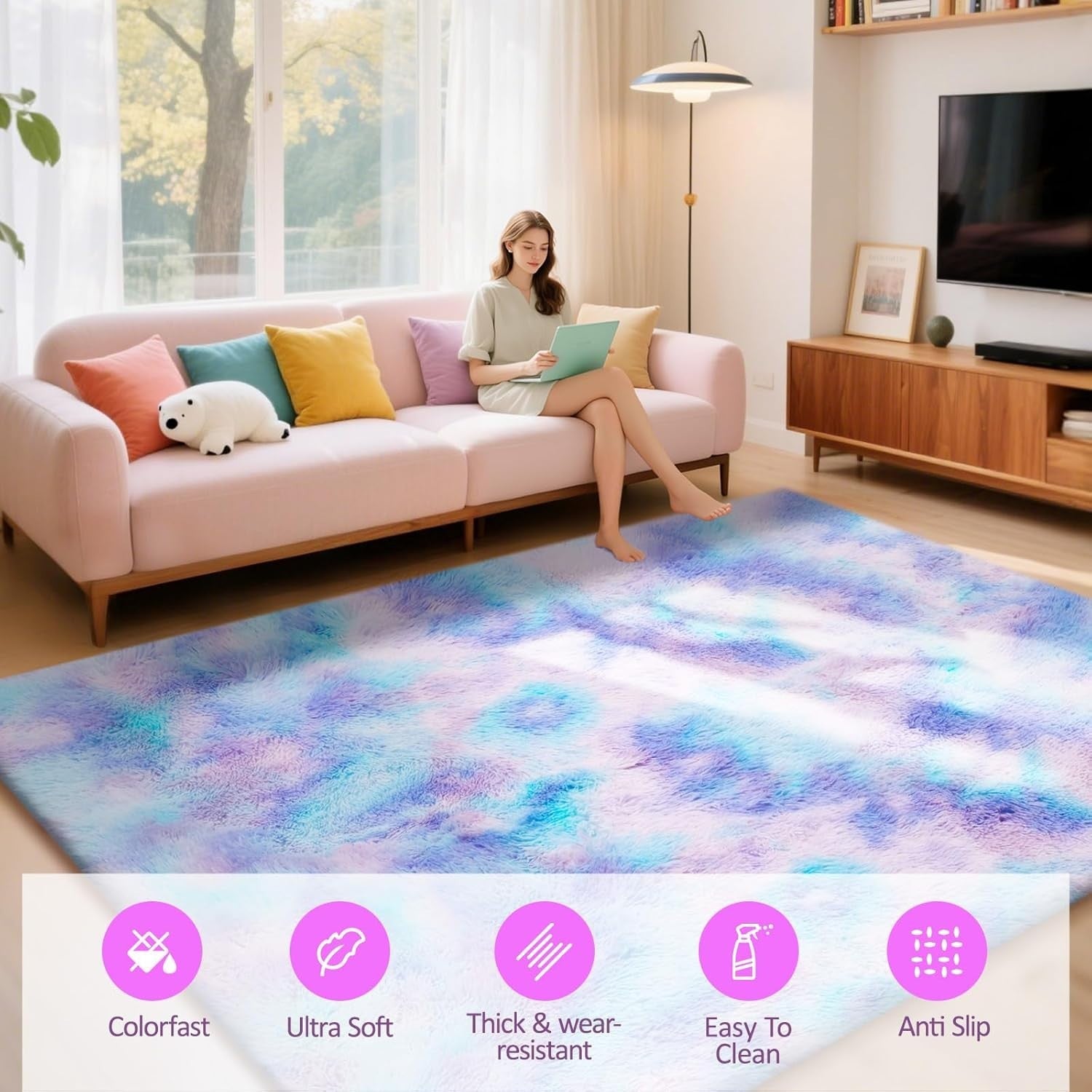 Shaggy Area Rug 160x230cm Plush Soft High Pile Carpet Kids Living Room Bedroom