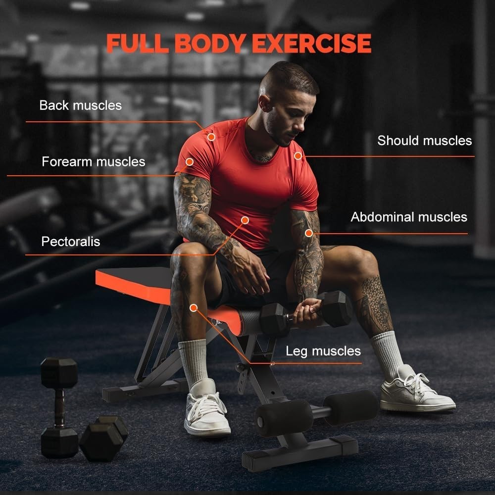 Foldable Adjustable Weight Bench Incline Decline 600lb Home Gym