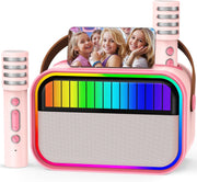 Kids Karaoke Machine with 2 Mics Bluetooth Party Speaker Pink