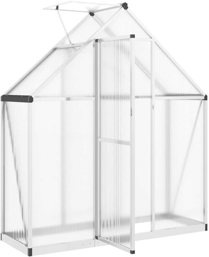 Compact Walk-In Greenhouse 169x58x195cm Silver Aluminium Frame UV Polycarbonate