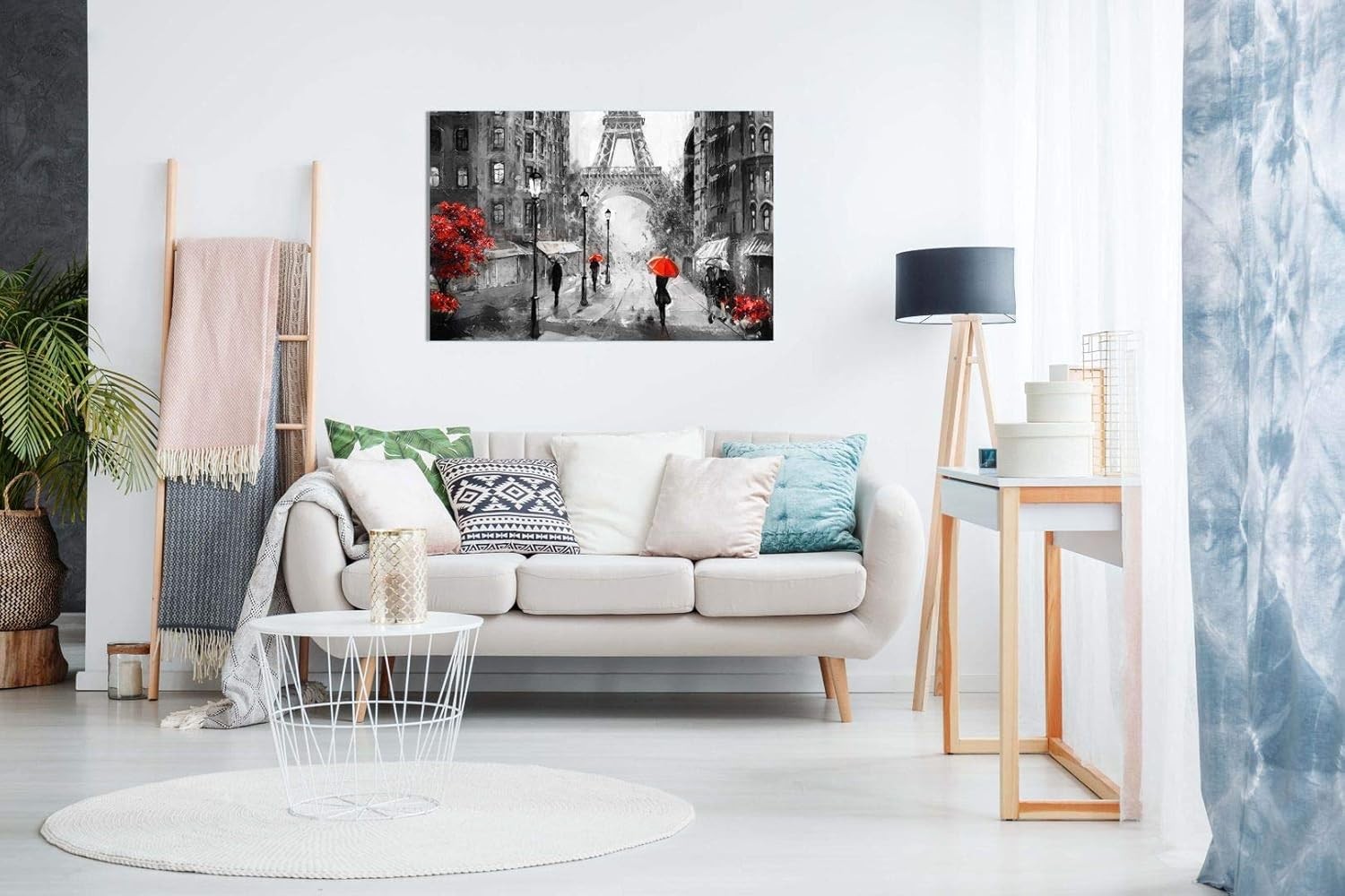 Extra Large Paris Eiffel Tower Canvas Wall Art 36x24 Red Street