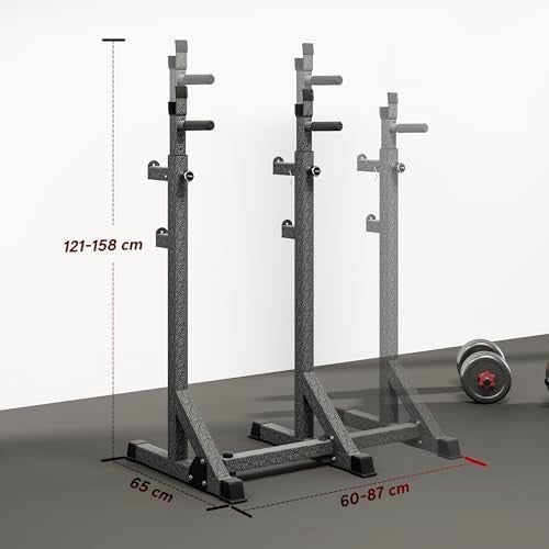 Adjustable Squat Rack & Dip Station Heavy Duty Barbell Rack Home Gym