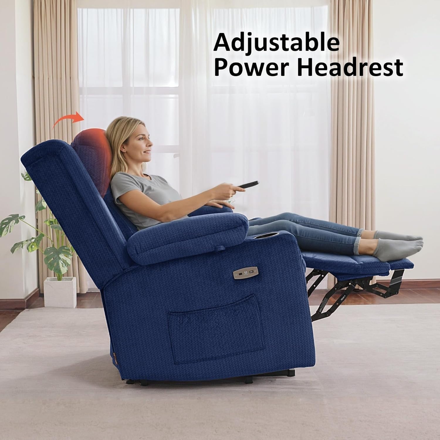 3 Motor Lift Recliner Chair Heat Massage Elderly Riser Adjustable Headrest Large