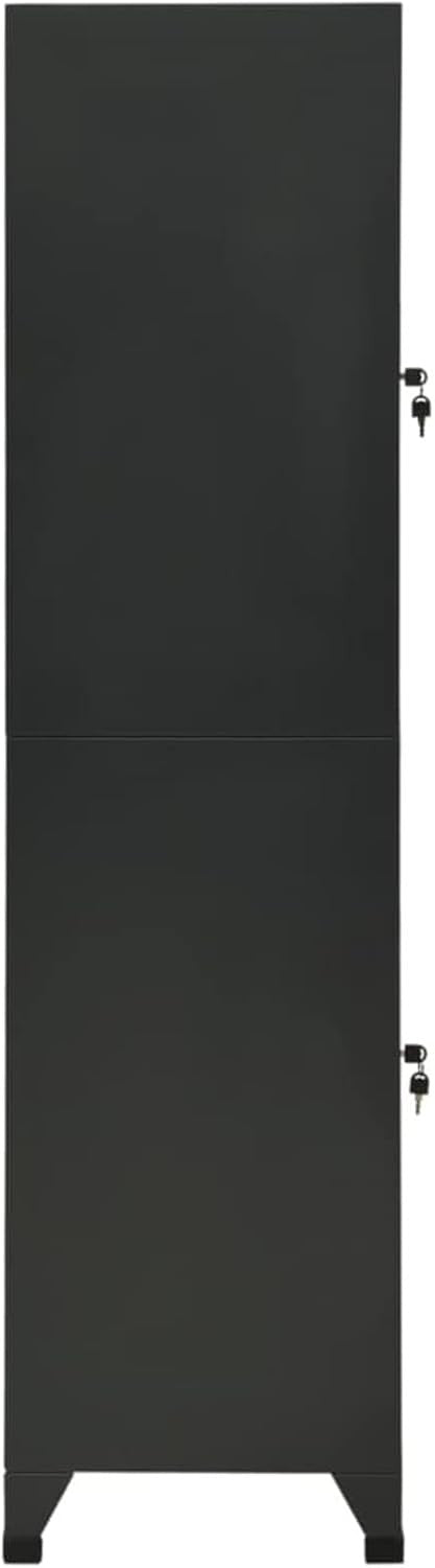2 Door Metal Locker Cabinet Lockable Storage Cupboard Office Gym Anthracite
