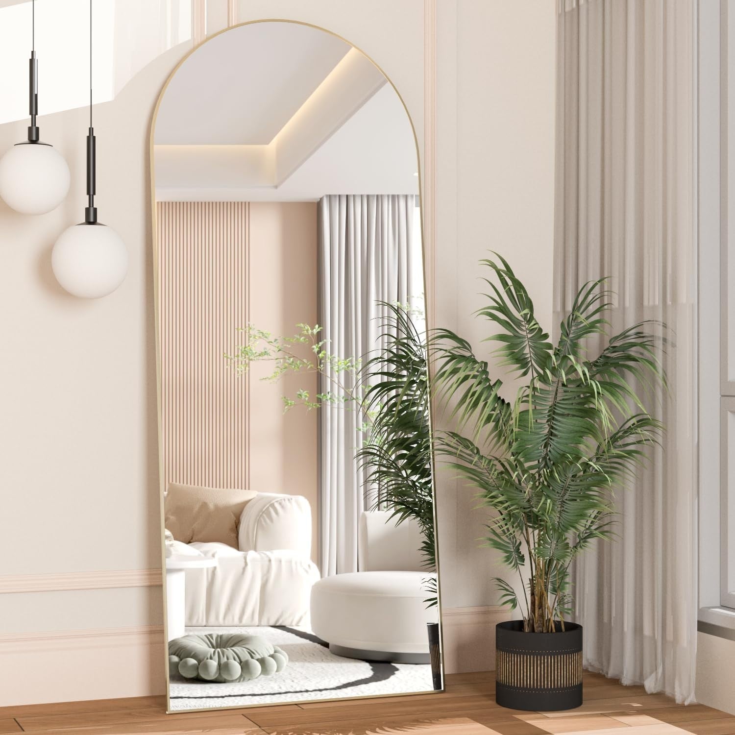 165x60cm Arch Gold Full Length Mirror Wall Leaning Standing for Bedroom