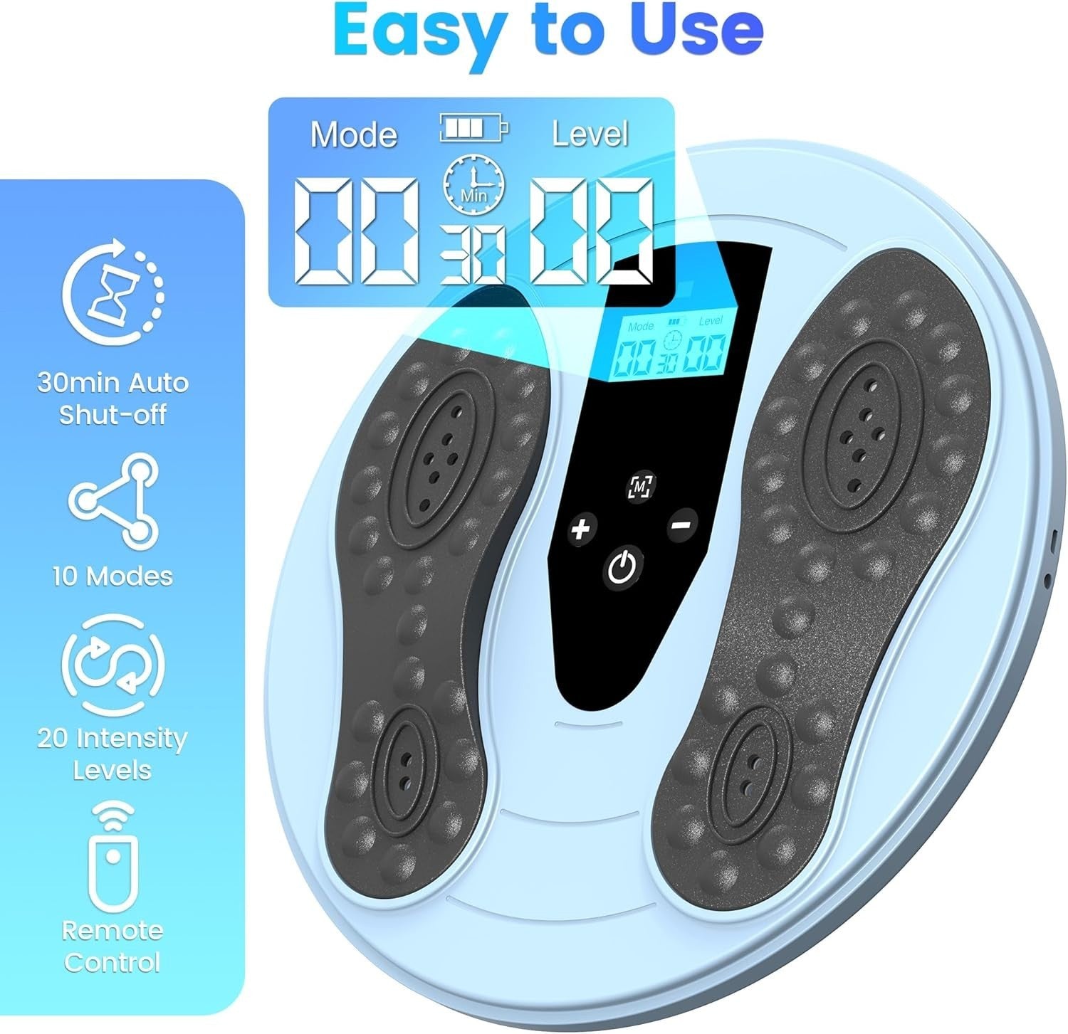 3-in-1 EMS & TENS Foot Massager with Red Light for Pain & Circulation
