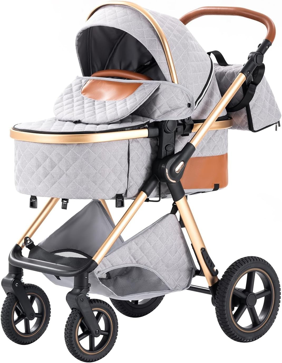 Compact 3in1 Baby Pram Pushchair System Adjustable Handle Foldable 22kg