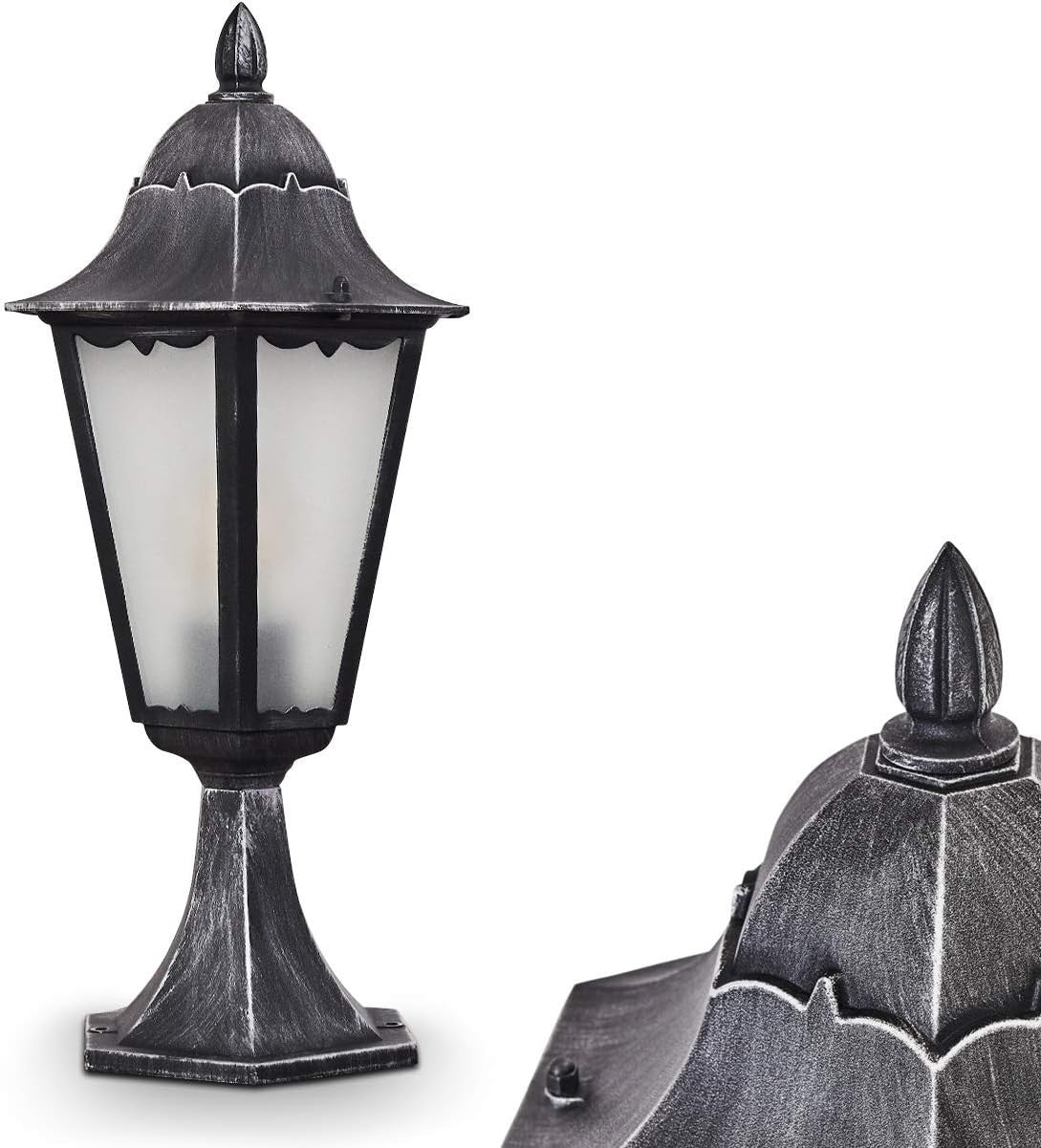 Outdoor Lamp Lignac Frost, 74cm Antique Black/Silver Bollard Light, E27