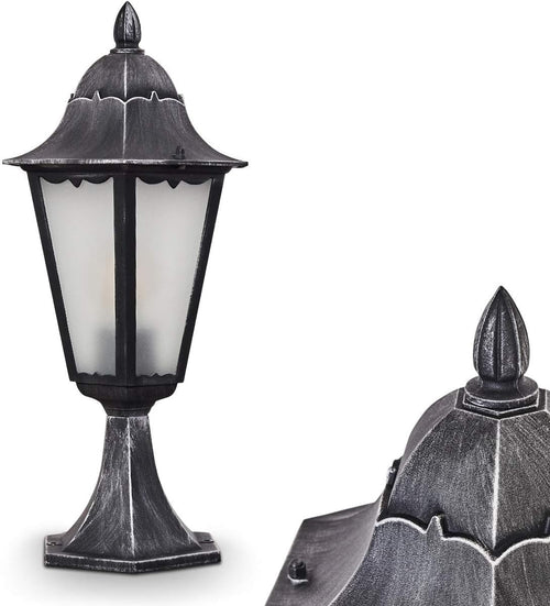 Outdoor Lamp Lignac Frost, 74cm Antique Black/Silver Bollard Light, E27