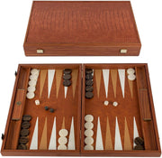 Luxury Backgammon Set Leatherette Folding Board 19in Premium Strategy Game