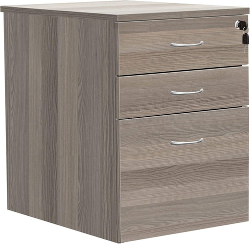 Grey Oak Mobile Filing Cabinet 3 Drawer Lockable Under Desk A4