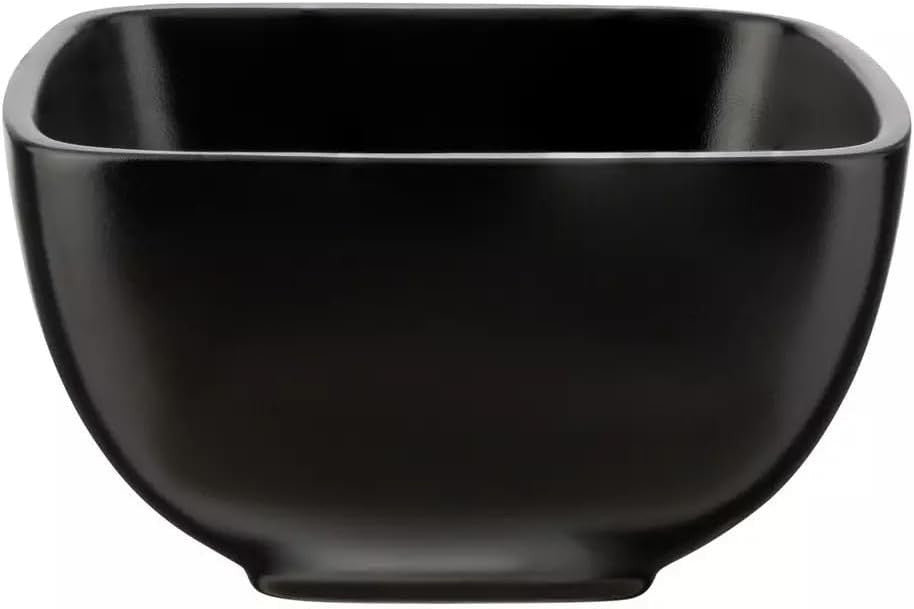 16pc Square Stoneware Dinner Set Black Plates Bowls Mugs Modern Dining
