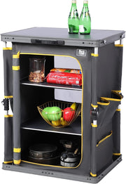 Folding Camping Kitchen Unit 3 Shelf Cupboard Outdoor Storage 30kg
